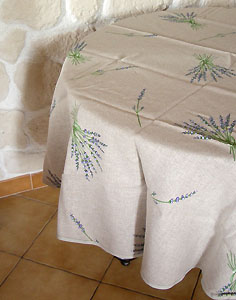 Round linen tablecloth (lavender) - Click Image to Close